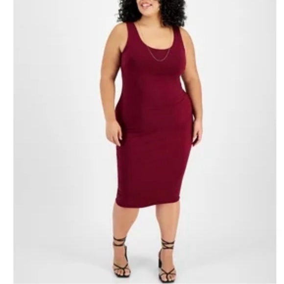Bar III Burgundy Sleeveless Dress - Picture 2 of 11